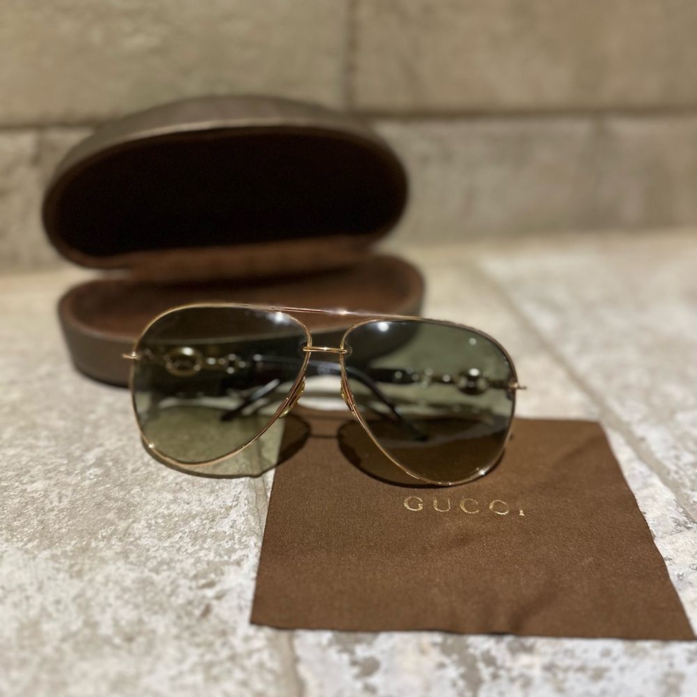 Gucci Gold Frame Aviator Sunglasses